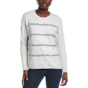 Vince Camuto Womens  Sequin Trim Sweater, Grey